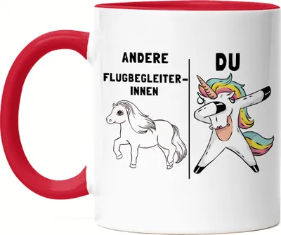 Produktbild von Andere Flugbegleiterinnen Du Tasse Rot  Pferd Einhorn Humor Lustig Unicorn Geschenk Apotheke