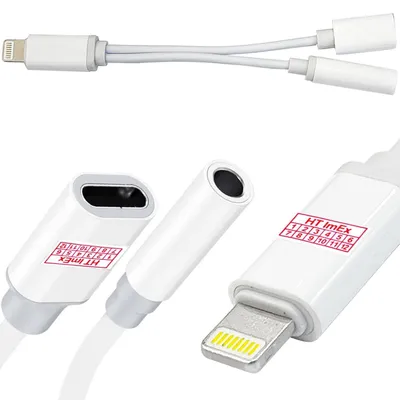 Produktbild von 2 in 1 Audio Adapter kompatibel mit iPhone Splitter auf Klinke 3,5mm Aux Musikhören + Laden