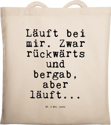 Produktbild von Mr. & Mrs. Panda Jutebeutel Läuft bei mir. Zwar... - Transparent - Geschenk, Shopping Tasche, Tote Bag, Sprüche, Lustig, Laptoptasche, Einkaufstasche, Büchertasche