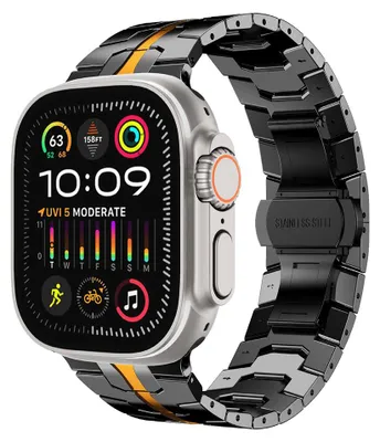 Obrázok produktu pre Techsuit Remienok (W063) - Apple Watch 1/2/3/4/5/6/7/8/9/10/SE/SE 2/Ultra/Ultra 2 (42/44/45/46/49mm) - Čierno-oranžová