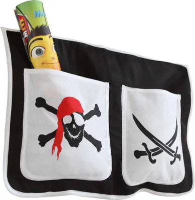 Produktbild von Bett-Tasche für Hoch- und Etagenbetten Pirat Schwarz-Weiß