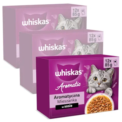 Produktbild von Whiskas Aromatic Adult 36x85g Nassfutter für Katzen Aromatischer Mix in Soße