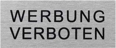 Immagine prodotto di Targa per porta in alluminio " Werbung verboten " 60x25mm
