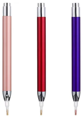 Image de Stylos LED en forme de diamant - Lot de 3 outils de perçage de précision pour la manucure et la peinture sur pierres précieuses - Design ergonomique - Multicolores
