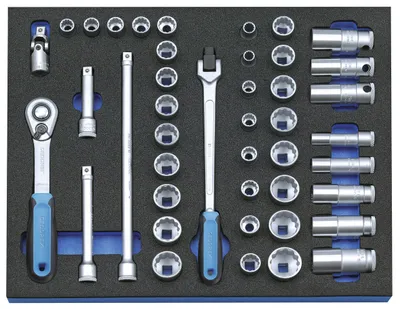 Produktbild von GEDORE 2005 CT2-D 30 Steckschlüssel-Sortiment 3/8" in Check-Tool-Modul, 43-teilig, 2016486