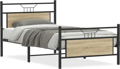 Zdjęcie produktu dla vidaXL Rama łóżka bez materaca dąb sonoma 107x203 cm materiał drewnopochodny