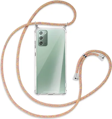 Produktbild von Handykette Backcover-Schutzhülle mit Band (Metall silberfarben) für Samsung Galaxy Note20 4G/5G - Rainbow