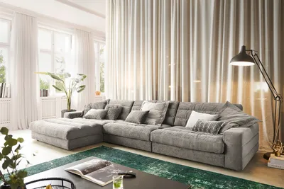 Produktbild von KAWOLA Sofa LANA XL Ecksofa Cord steingrau Recamiere links