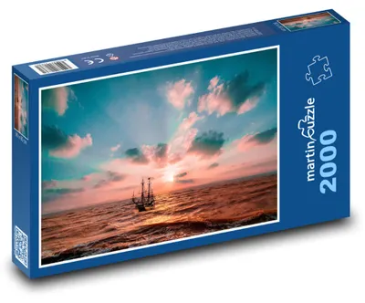 Zdjęcie produktu dla Puzzle 2000 Samotny żaglowiec na morzu - martinpuzzle