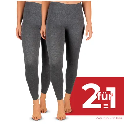 Produktbild von SES blickdichte Leggings Damen 2er Pack anthrazit meliert (36/38) / Leggings Damen Baumwolle/Leggins Damen mit Perfekter Passform und Komfort/Leggings Set Damen für vielfältige Looks