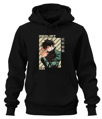 Obrázek produktu pro Megumi Fushiguro Jujutsu Kaisen Shikigami gloomy Otaku gift uni mikina s kapucí, černá, XXL
