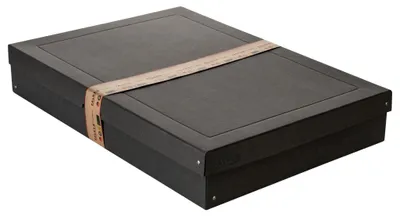 Image de Boîte de rangement noire, format A2, 62 x 44 x 10 cm, avec couvercle, carton , rivetée