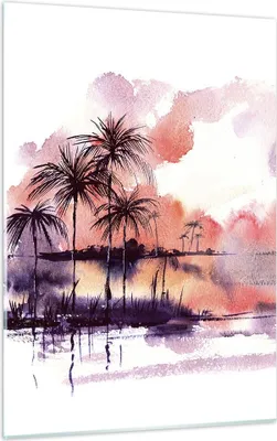 Produktbild von Bilder auf glas - Einteilig - Tropen Palmen Illustration Pflanze - 50x70cm - Glasbilder - Wandbilder - Bilder - Wanddekoration aus Glas - Glas Bilder - Wandbild auf Glas - GPA50x70-2995
