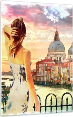 Produktbild von Bilder auf glas - Einteilig - Venedig Brücke Wasser - 50x70cm - Glasbilder - Wandbilder - Bilder - zum Aufhängen bereit - Wanddekoration aus Glas - Glas Bilder - Wandbild auf Glas - GPA50x70-3495