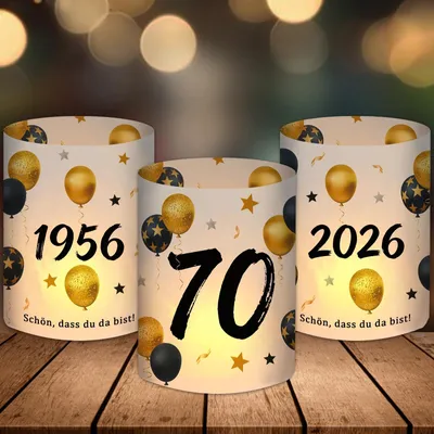 Productafbeelding van 12 Windlichten voor Tafelversiering, Decoratie 70e Verjaardag