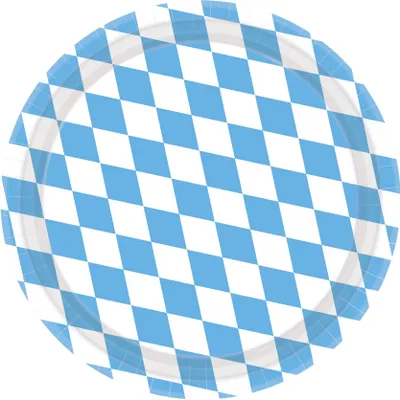 Immagine prodotto di 8 piatti di carta bavaresi da 23 cm bianco-blu