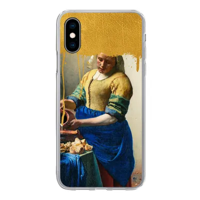 Produktbild von MuchoWow® Handyhülle Schutzhülle Hülle für iPhone X Milchmädchen - Gold - Alte Meister Silikon Softcase Handy Hülle - Handyhülle