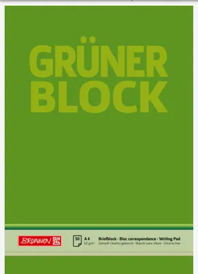 Produktbild von Briefblock Der grüne Block A4 60g/qm blanko 50 Blatt Packung mit 10 Stück