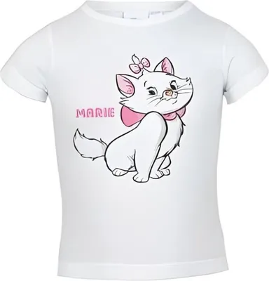Produktbild von Disney T-Shirt Niedlicher Marie-Druck aus Aristocats 100 % Baumwolle 98/104 Weiß