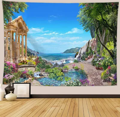 Produktbild von Urlaub Wandteppich Wohnkultur Landschaft Wandteppich Wohnzimmer Schlafzimmer Dekoration Wandteppich Zimmer Vorhang Strandtuch (180cm x 230cm, Farbe 25)