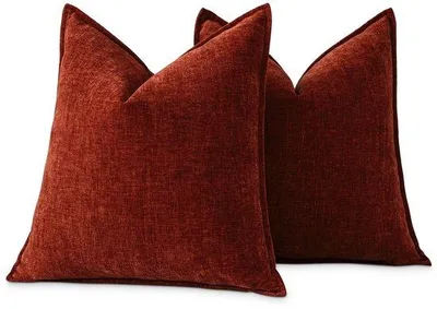 Produktbild von Unyqoos® Chenille-Kissenhüllen 2er-Set 50 x 50 cm – weich, pflegeleicht, mit verdecktem Reißverschluss für Wohn- & Schlafzimmer