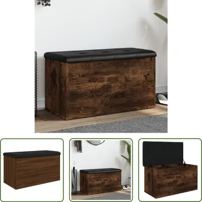 Produktbild von The Living Store Sitzbank mit Stauraum Räuchereiche 82x42x45 cm Holzwerkstoff