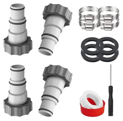 Productafbeelding van Set van 4 adapterslangen voor zwembadpompen, geschikt voor diameters van 32/38 mm, inclusief afdichtring en slangklemmen