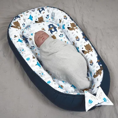 Productafbeelding van Tweezijdig babynestje, reisbed en aankleedkussen van 100% katoen