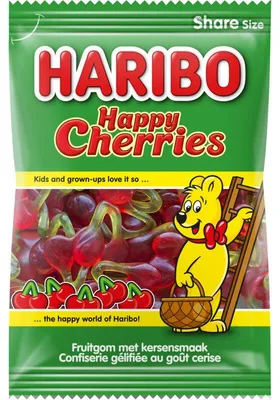 Immagine prodotto di Haribo Happy Cherries gomme da masticare alla frutta 250g – gomme da masticare alla ciliegia vegane e senza glutine