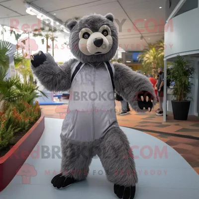 Produktbild von Grauer REDBROKOLY Faultier-Bär Maskottchen Kostüm mit Jogginghose und Handschuhen