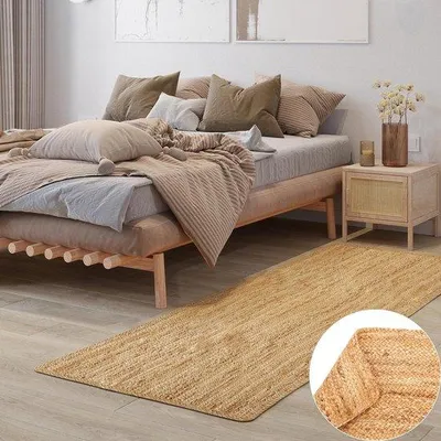 Produktbild von Famanu Teppich Nitin 300 x 80 cm - handgewebt, groß, rechteckig, aus Jute, robust, braun, im Boho-Stil