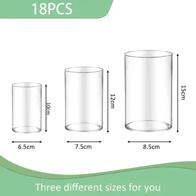 Zdjęcie produktu dla Szklany wazon 3 rozmiary, 10 i 12 i 15 i 18 cm, do dekoracji biura, wazon na kwiaty, świecznik