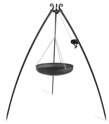 Zdjęcie produktu dla Wok na trójnogu 200 cm COOK KING z kołowrotkiem i wokiem 60 cm ze stali naturalnej
