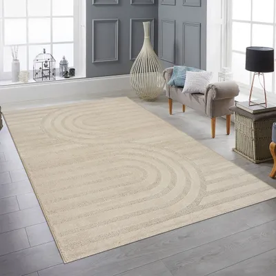 Obrázok produktu pre Koberec do obývačky Koberec do spálne Moderný koberec s lesklým efektom v béžovej farbe Veľkosť - 160 x 220 cm