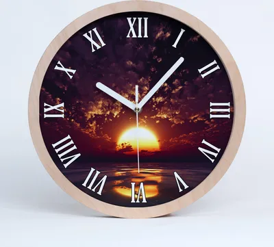 Produktbild von Holzuhr 30fi cm wanduhr - weiße Spitzen - Sonnenuntergang