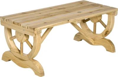 Produktbild von Outsunny Gartenbank Holz Wetterfest Sitzbank Gartenmöbel Rustikale Bank Natur 98 x 50 x 39,5 cm
