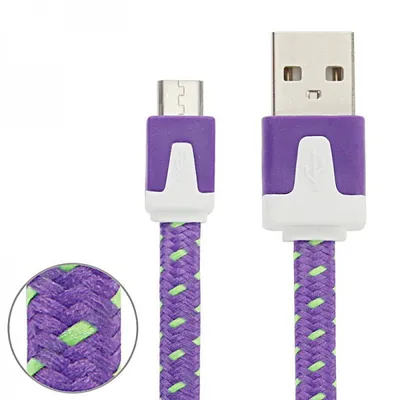 Produktbild von 1m USB Daten und Ladekabel Lila für alle Smartphone und Tablet Micro USB