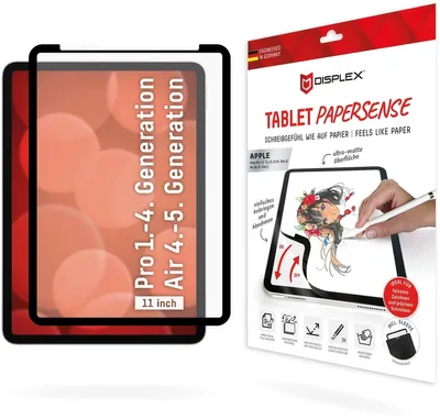 Produktbild von Displex TABLET PAPERSENSE für iPad Pro 11'' (1./2./3./4. Gen.)/Air (4./5. Gen.), abnehmbare Schreib- oder Zeichenfolie mit Paper Feeling