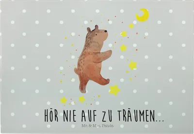 Produktbild von Mr. & Mrs. Panda Küchenbrett Bär Träume - Grau Pastell - Geschenk, Design Schneidebrett, Glas, Großes, Frühstücksbrett, Traumdeutung, Träumen, Servierplatte, Traum, Teddy
