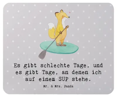 Produktbild von Mr. & Mrs. Panda Mauspad Fuchs Stand Up Paddling - Grau Pastell - Geschenk, pc mousepad, SUB, Paddle, Mouse Pad, Boarding, mausteppich, laptop, Subben