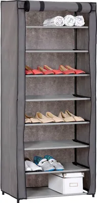 Produktbild von Schuhschrank Schuhregal Kellerschrank Kellerregal TAMARA, mit 8 Böden für ca. 25 Paar Schuhe, inkl. Schutzhülle in grau