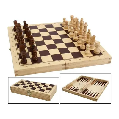 Zdjęcie produktu dla Bartl 101808 Drewniany zestaw do szachów, warcabów i backgammona