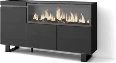 Produktbild von Sideboard, Highboard, 158x35x87cm, 3 Türen, Elektrokamin XXL, Industriedesign, Schwarz