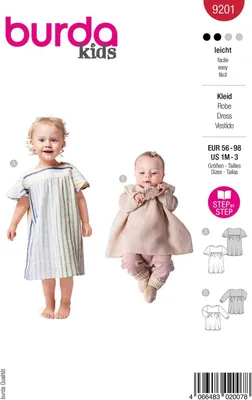 Imagen del producto de Vestido infantil con diseño de corte, elástico, tallas 56-98, patrón para confeccionar ropa infantil