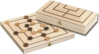 Produktbild von Mühle-Spiel Holzkassette für 2 Spieler – Strategiespiel aus Holz