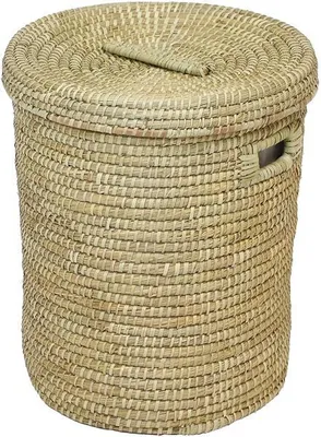 Produktbild von Wäschekorb aus Seegras mit Deckel, Ø 47x55 cm, Wäschesammler, Wäschetonne
