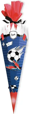 Produktbild von itenga SCHULTÜTEN Bastelset 68cm "FUSSBALL" meine Vereinstüte blau - blau rot
