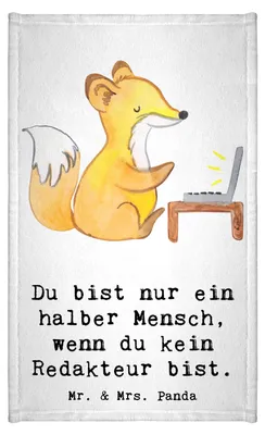 Produktbild von Mr. & Mrs. Panda Handtuch Redakteur Herz - Weiß - Geschenk, Mini-Handtuch, Beruf, Gästetuch, Spruch, Gästehandtuch 30x50, Frotteehandtuch, Korrespondent, Online, Lustig