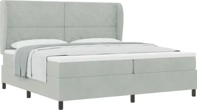 Image de Lit à ressorts avec matelas Gris clair 200 x 200 cm Velours
