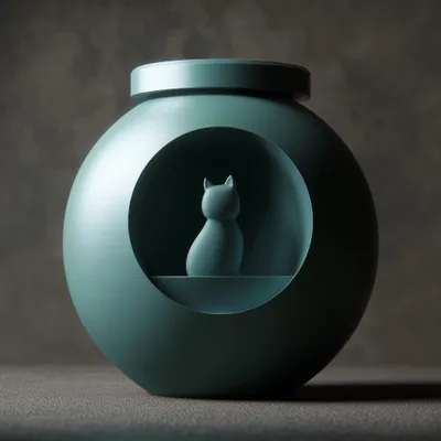 Kugelförmige 3D-gedruckte Katzenurne – Decords, Produktansicht 1
